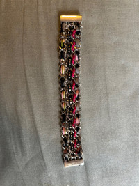 Vera Bradley cloth&rhi stone silver bracelet