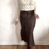 Long Chocolate Brown Leather Skirt sz2/4/6