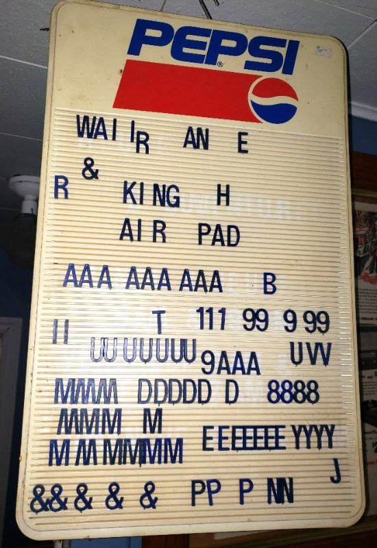 Pepsi menu board in Arts & Collectibles in Cornwall