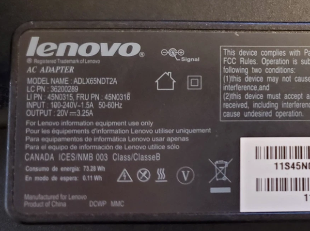 GENUINE Lenovo AC Power Adapter Supply - Model ADLX65NDT2A - 20V in Laptop Accessories in Markham / York Region - Image 5