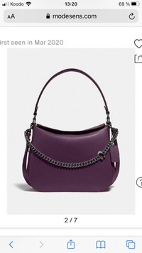Coach Signature Chain Hobo in Pewter/boysenberry ($350 USD)