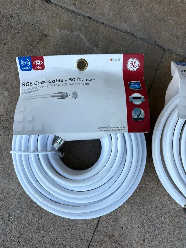 Two GE RG6 Coax Cables – 50 ft Each in General Electronics in Ottawa - Image 3
