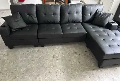 4 Seater Sectional Sofa | Leather/Fabric |Never Used |Free Deli, View more