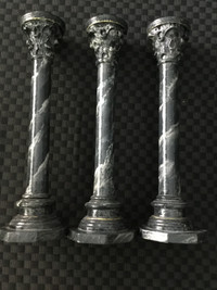 Set 3 Gorgeous Faux Marble Candlesticks Grecian Columns