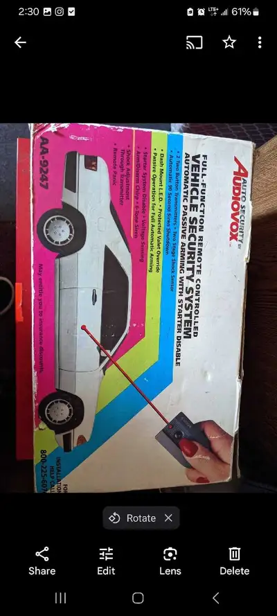 Vintage Audiovox AA-9247 Auto Security System, a full-function remote-controlled vehicle security sy...