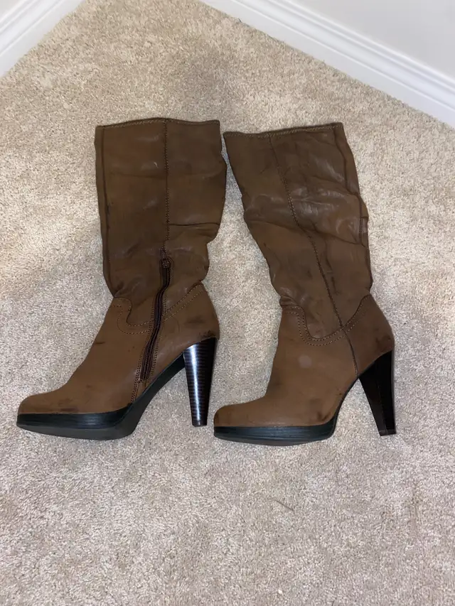 Brown Suede Boots - Women’s size 10 in Women's - Shoes in Calgary - Image 2