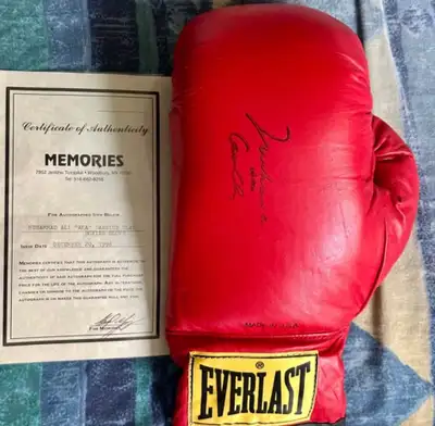 Mohamed Ali Aka Cassius Clay double autograph boxing glove, View more