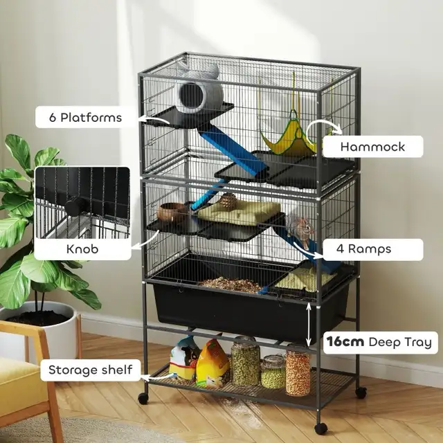 59" 5-Level Small Animal Cage, Rolling Ferret Cage with 6.3"  in Accessories in Markham / York Region - Image 5
