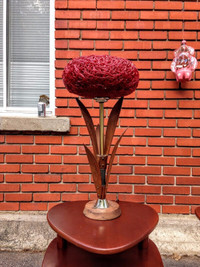 Jolie Lampe de Table Mid Century Tulipe Teck  Spaghetti Lucite