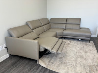 Leather sectional with power recliner 