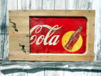 Patère-Enseigne Antique Coca Cola 1940 (Partielle) Encadrée