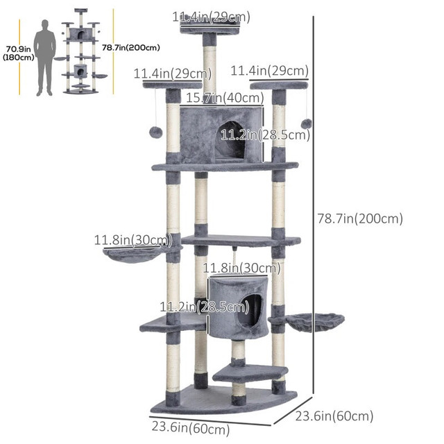 79" Cat Tree Multi-Level with Two Condos in Small Animals for Rehoming in Markham / York Region - Image 2