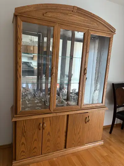 Beautiful and well-maintained oak hutch, perfect for adding timeless charm and practical storage to...
