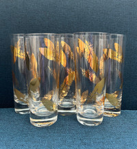 Vintage Gold Feather Cocktail Glasses - set of 5 for $45