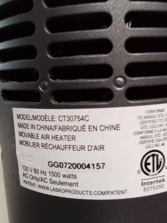chaufferette LASKO A-1 H 29 po. 1500 Watt  AUBAINE dans Chauffages et humidificateurs  à Ville de Montréal - Image 4