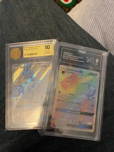 Dialga gx 125 pristine 10 KOBA - 300 Umbreon gx rainbow TAG 9 - 150 Trading as well and open to trad...