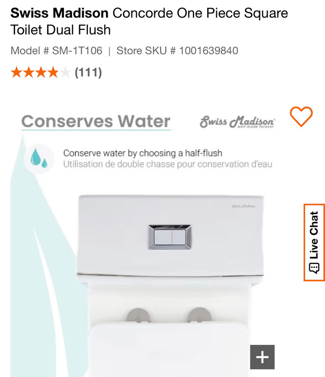Toilet Swiss Madison dual flush one piece  in Bathwares in Markham / York Region - Image 4