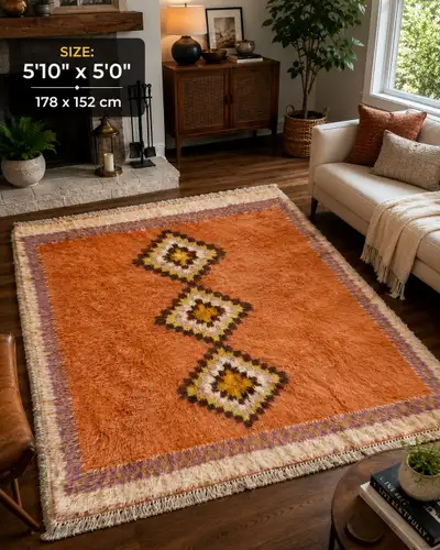 Vintage Moroccan Beni OurainStyle Rug 5’10” × 5’ (178 × 152 cm), View more