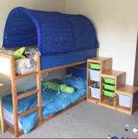 IKEA Kura Reversible Bed w/ mattress and top canopy