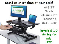 AirLIFT Seville Classics Pro Pneumatic Desk Riser -Only $77