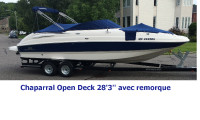 Bateau Chaparral Sunesta 274 open deck 28’3’’ équipé & remorque