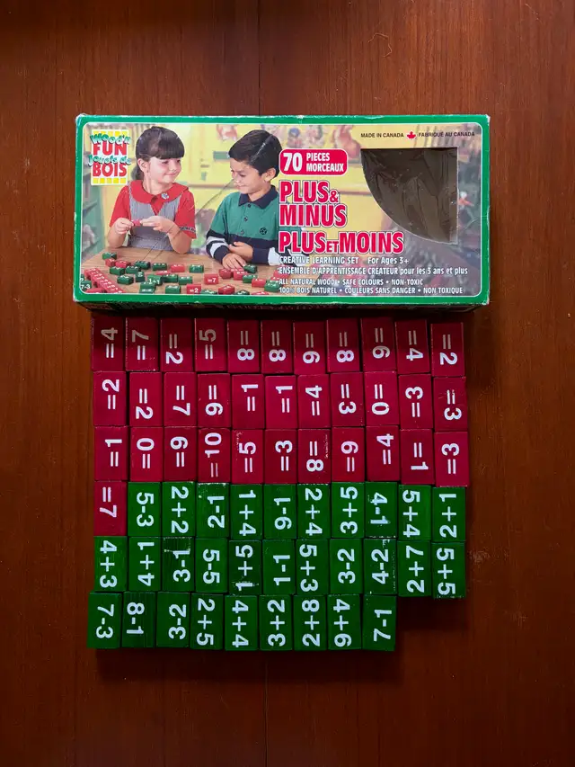 Vintage Wood'n Fun Plus Minus Creative Learning Set Wooden Block in Toys & Games in City of Toronto - Image 8