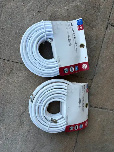 Two GE RG6 Coax Cables – 50 ft Each, View more