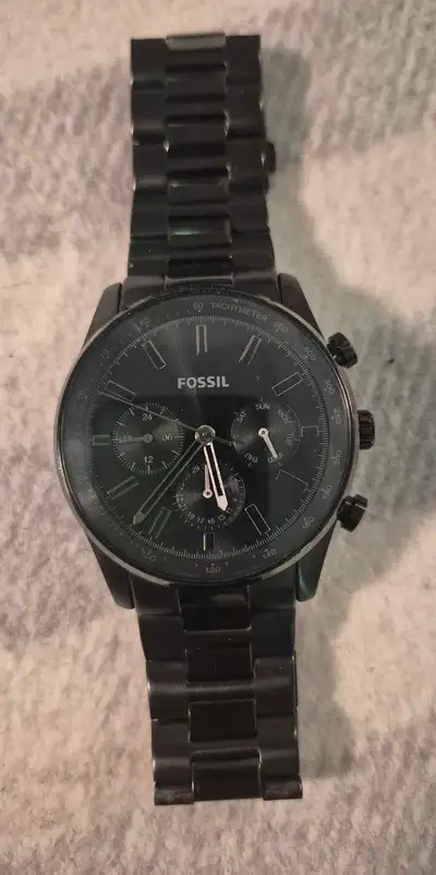 Men's fossil 44mm Sullivan stainless steel water resistant watch with tachymeter. Beautiful watch, h...