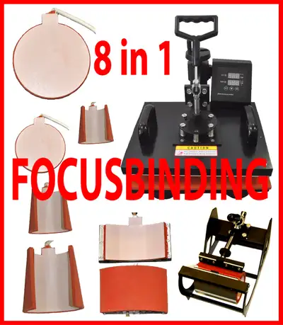 The "8in1 Sublimation Transfer Heat Press Mug Plate Cap Hat T-shirts" is ideal for heat transfer of...