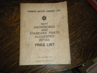 Yamaha 1977 Snowmobile and Parts Suggested Retail Price List