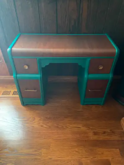 Solid wood vintage vanity refinished with Fusion Mineral Paint and Stain and Finishing Oil -Cappucin...