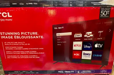 Amazing 50” TCL 4K Smart Roku Tv, View more