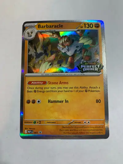 Pokemon Perfect Order Prerelease Barbaracle Mint Card, View more