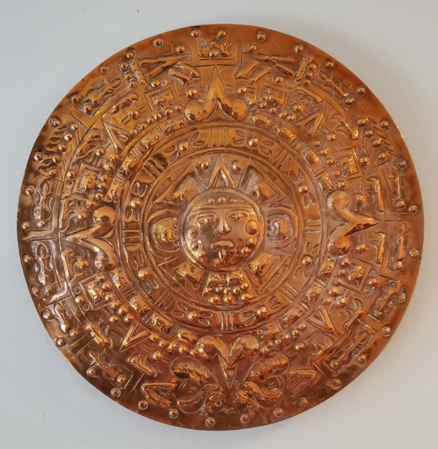 JGG Maya Aztèque Assiette cuivre mexicain Mexican copper dish dans Décoration intérieure et accessoires  à Laval/Rive Nord