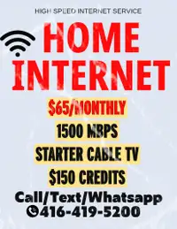 HOME INTERNET DEALS - $150 CREDITS ,WITH FREE TV PACKAGE.