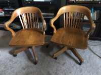 Vintage oak swivel arm chair