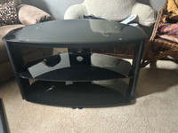 TV Stand Black Glass and Metal