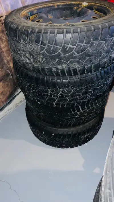 Hercules winter tires, size 205/55R16. Comes with steel rims. Rims have some rust, but tires are rea...