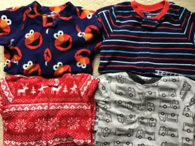 12 month/4 pc.  Boy’s 100% Polyester Blanket Footed  sleepers $7, View more