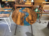 Oval Barn Board Resin Table $500