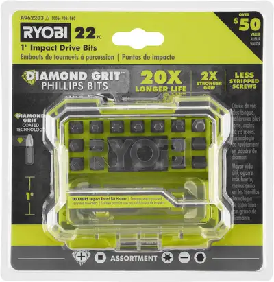 BRAND NEW RYOBI 1 in. Diamond Grit Impact Drive Bits (22-Piece), View more