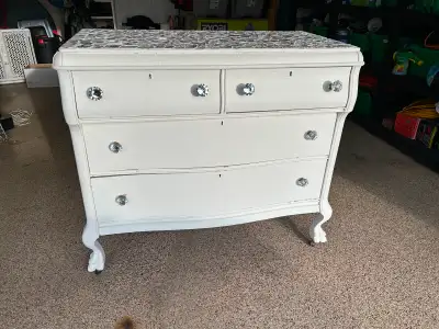 Antique White Claw Dresser with Mirror, View more