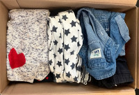 A box of baby girl clothes 6m to 12m