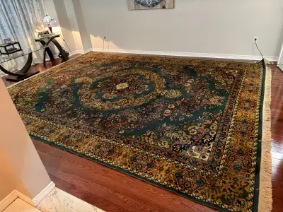 Wool Area Rug, large size 13' x 9'10", Excellent condition, dense weave, smoke-free home, no pets or...