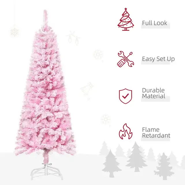5 FT Snow Flocked Artificial Christmas Tree, Pencil Xmas Tree wi in Holiday, Event & Seasonal in Markham / York Region - Image 5
