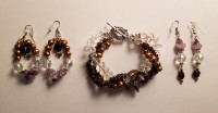 Bracelets with natural mix-gemstones and pearls.