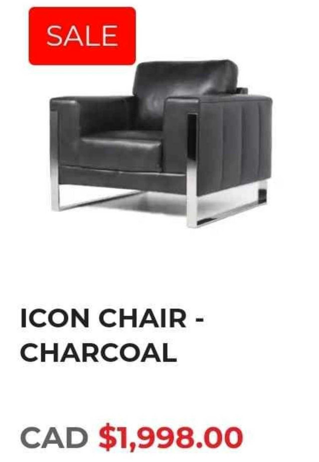 NEW Charcoal Grey  Genuine Leather Chair in Chairs & Recliners in Mississauga / Peel Region - Image 2