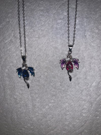 Small dragon pendant (pink or-blue stone)pink quartz or sapphire