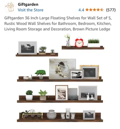 Giftgarden 36 Inch Large Floating Shelves for Wall Set of 5, View more