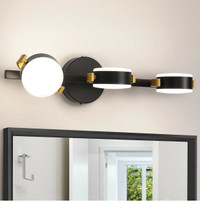 Linour Bathroom Lights Over Mirror: Black and Gold 3-Lights 